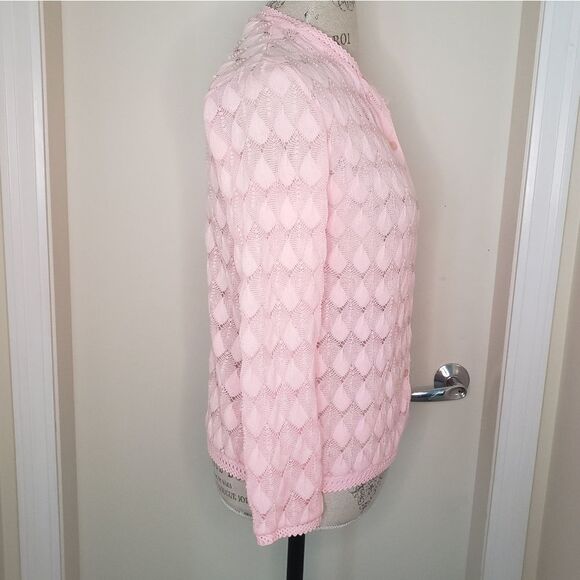 60s pink crochet cardigan - Picture 3 of 5